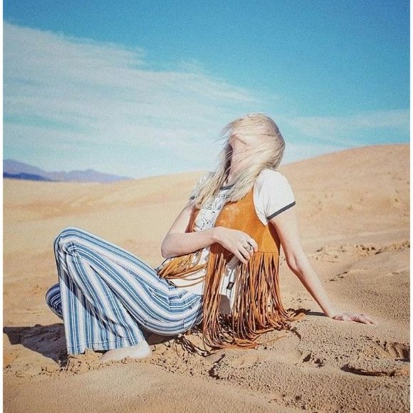 Free People Retro Striped Flare Leg jeans boho - Picture 15 of 15